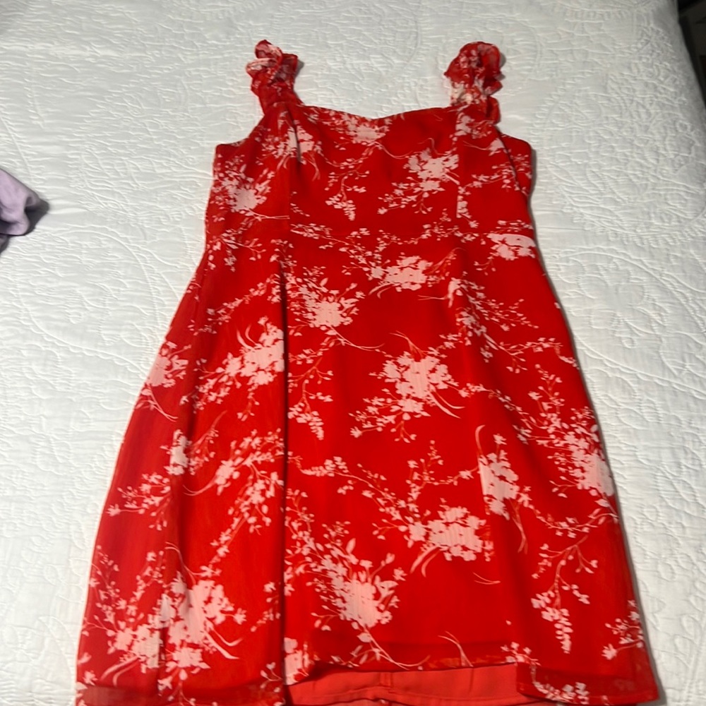 Red floral dress